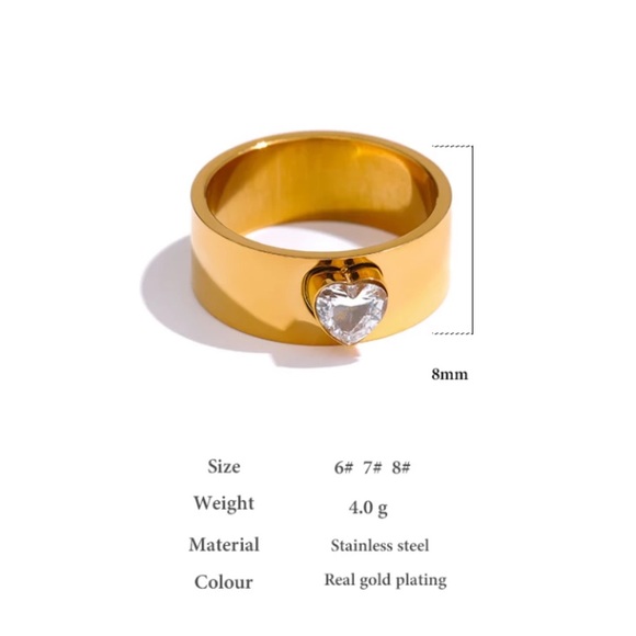 💛Gold plated heart bling ring - Picture 3 of 6